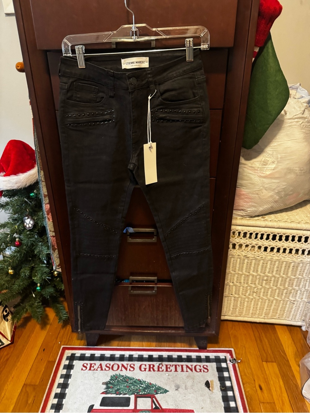Black Skinny Jeans with Studded Detail